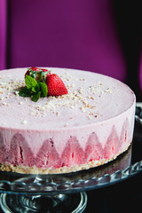 Delicious and healthy raw cake with strawberry flavour