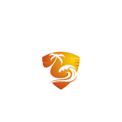 Vector logo design,beach ocean