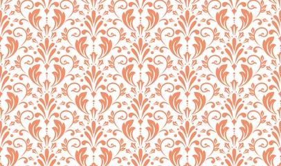 Foto op Canvas Floral pattern. Vintage wallpaper in the Baroque style. Seamless vector background. White and pink ornament for fabric, wallpaper, packaging. Ornate Damask flower ornament © ELENA
