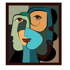 Colorful background, cubism art style,abstract s portraits