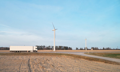 White semi truck carry load