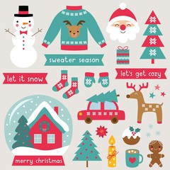 Fototapeta na wymiar Christmas time winter clip art vector set