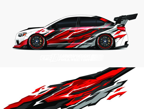 Car wrap decal designs. Abstract racing and sport background for car livery. Full vector eps 10.