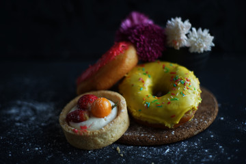 donuts with jam on plate