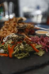  restaurant dish with meat