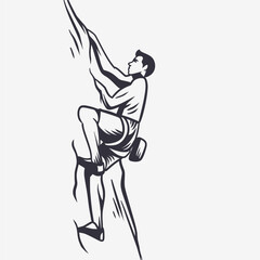Men rock climber athlete vintage illustration