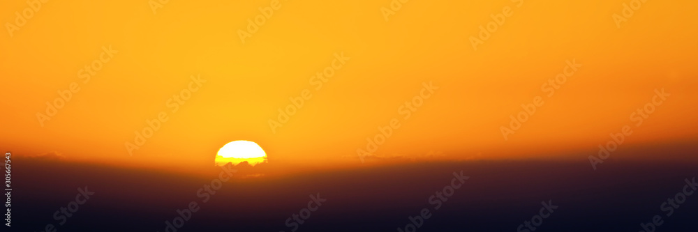 Wall mural sunset and orange sky, panoramic background