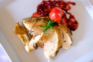 grilled chicken steak with sauce