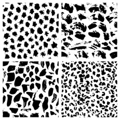 Ink splash seamless pattern, black and white splatter texture 