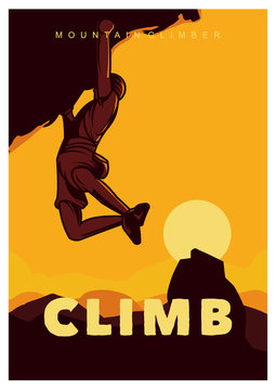 climb rock climbing poster vector illustration