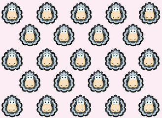 repeat sheep on a light background, vector illustration, pattern