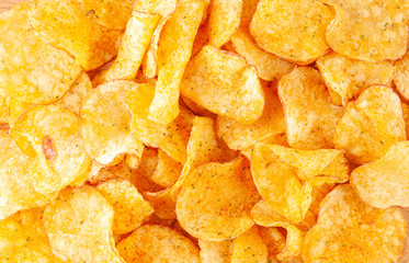 Potato chips. Potato natural chips background. 