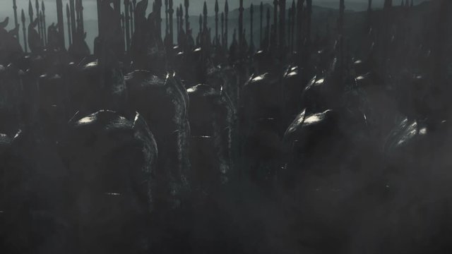 Dramatic Scene of Elves Standing in a Battle Formation Ready for War