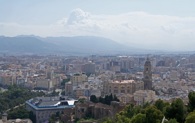 Fototapeta na wymiar A View of Malaga from a Mountain