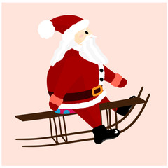vector - santa claus sitting on a sled isolated on bright background