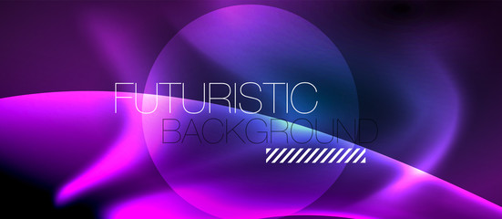 Neon glowing lines, magic energy space light concept, abstract background wallpaper design