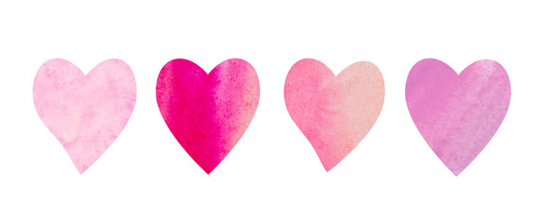 .Border hearts watercolor set gradient