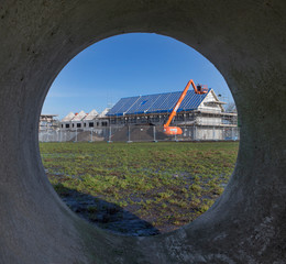 Constructionsite. Building houses. Nieveense Landen Meppel Netherlands