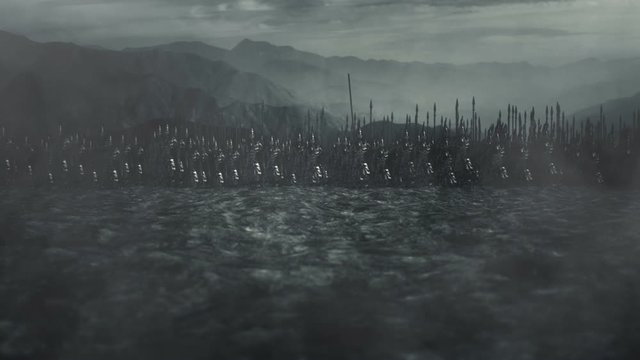 Elves Army Standing in a Battlefield Ready for Battle