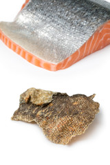 Crispy baked and seasoned salmon skin