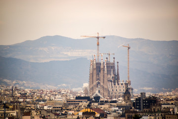 view on Sagrada familia Cathedral in Barcelona City Centre