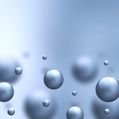 Blue molecules on  blurred background 3d render abstract pattern. 