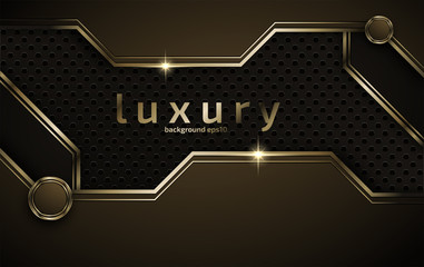 3d abstract modern  background with luxury VIP and dark black color with line Gold Sparkles glitter and gradient decoration shapes geometric Polished vector , design elements