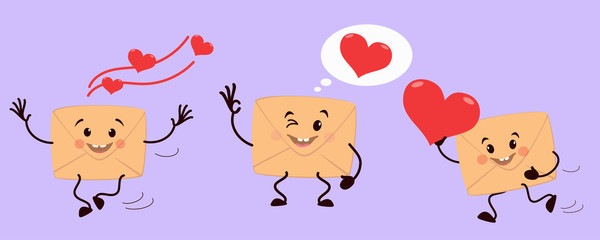 Vector illustration Set of an envelope and a red heart.