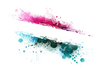 Foto op Plexiglas Multi-colored spots of paint on a white background. Grunge frame of paint. Vector illustration. © Мария Неноглядова