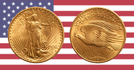 US gold coin double eagle 20 dollars