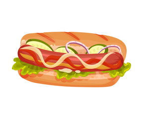 Hot Dog Isolated On White Background Vector Item