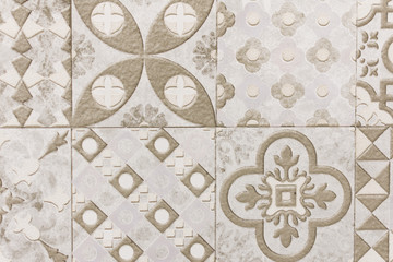 Vintage ceramic tile background. Painted floor pattern.