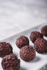 Round chocolate balls with sprinkles