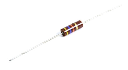 Carbon composition resistor - electronic component on white background