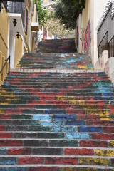 Fototapeta premium Painted Community Stairs Portrait, Gemmayzeh Neighborhood, Beirut, Lebanon