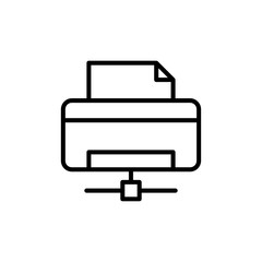 Network Printer Vector Line Icons of Network and Communication. Pixel perfect.