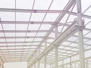 Obraz premium Metal frame of prefabricated multi storey building.
