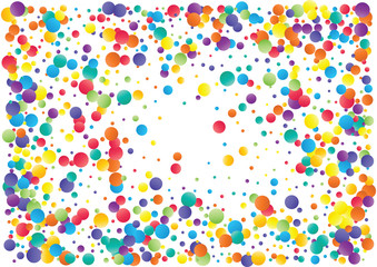 Festive color round confetti background. Abstract frame confetti texture for holiday, postcard, poster, website, carnivals, birthday and children's parties. Cover confetti mock-up. Wedding card layout