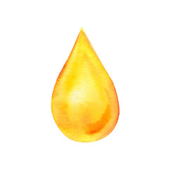 watercolor illustration on isolated white background, a drop of oil.