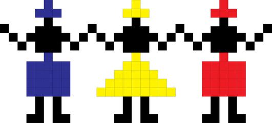 Traditional Romanian folk art knitted embroidery pattern; sewing pattern; Romania national flag; romanian folk dance