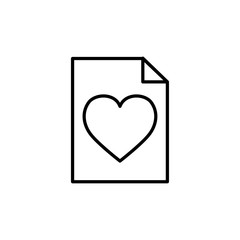 heart love in document line style icon