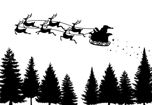 Santa Claus on the sky in winter season.Merry Christmas and Happy New Year. paper art design.Vector EPS 10.