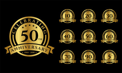 Set of Anniversary emblems vector . Anniversary template design for web, game ,Creative poster, booklet, leaflet, flyer, magazine, invitation card and other us - obrazy, fototapety, plakaty