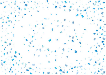 Festive blue rectangle confetti background. Abstract frame confetti texture for holiday, postcard, poster, website, carnival, birthday, children's parties. Cover confetti mock-up. Wedding card layout