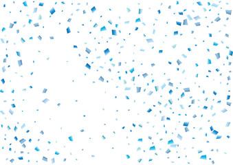 Festive blue rectangle confetti background. Abstract frame confetti texture for holiday, postcard, poster, website, carnival, birthday, children's parties. Cover confetti mock-up. Wedding card layout