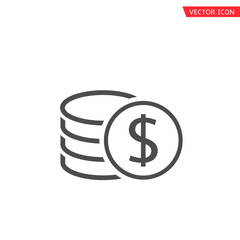 Outline Dollar coins icon. Money icon isolated, Payment income salary bonus symbol Vector illustration
