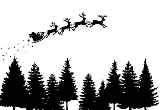 Santa Claus on the sky in winter season.Merry Christmas and Happy New Year. paper art design.Vector EPS 10.