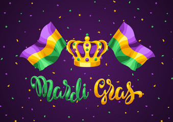 Mardi Gras party greeting or invitation card.