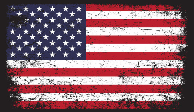American flag in grunge style