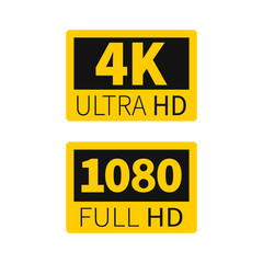 Modern technology signs. 4k ultra hd and 1080 fullhd dimensions of video.Vector illustration.